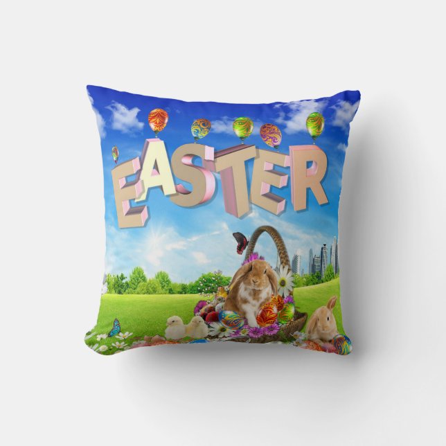 Happy Easter Throw Pillow (Front)