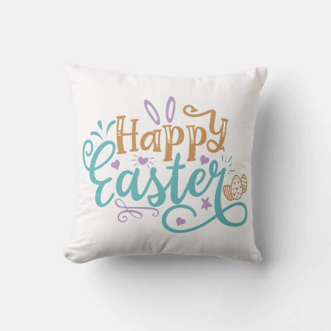 Happy Easter Throw Pillow (Front)