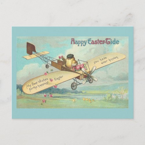 Happy Easter_Tide Fine Vintage Chick Pilot Holiday Postcard