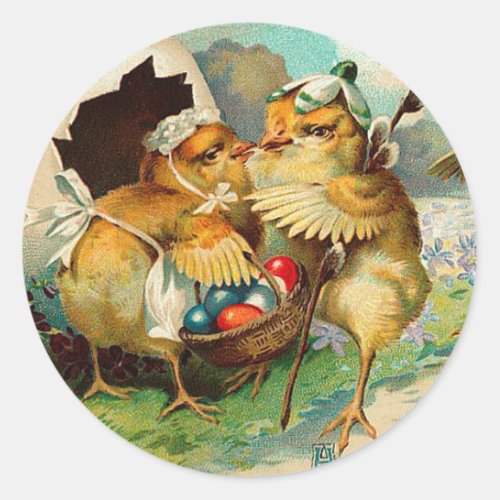 Happy Easter Tide Vintage Classic Round Sticker