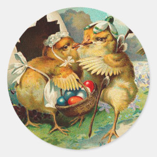 Happy Easter Tide Vintage Classic Round Sticker