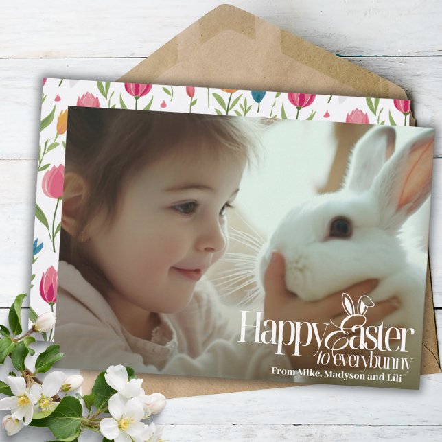 Happy Easter To Everybunny Custom Photo Easter Holiday Card (Happy Easter To Everybunny Custom Photo Easter Holiday Card)