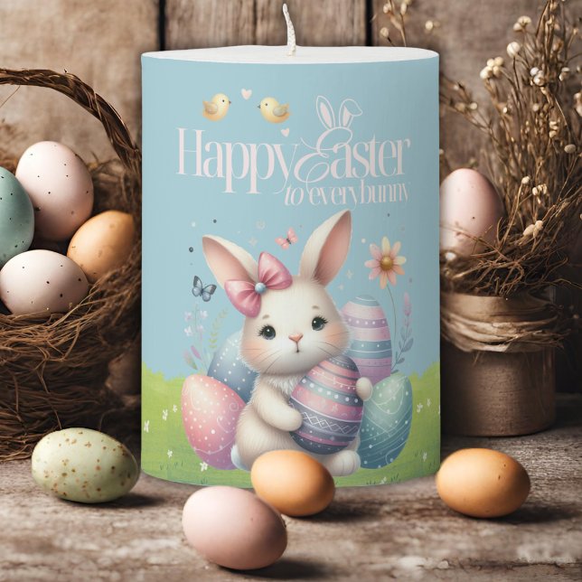 Happy Easter To Everybunny Cute Pastel Easter Pillar Candle (Happy Easter To Everybunny Cute Pastel Easter Pillar Candle)