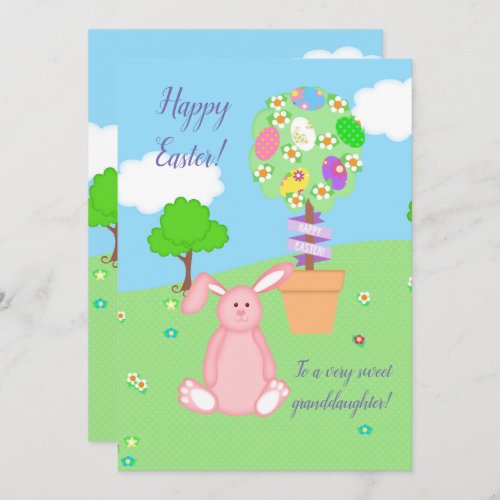 Happy Easter To Granddaughter Topiary Holiday Card