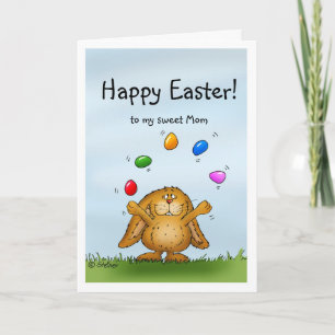 Happy Easter to my Mom - Juggling Bunny Holiday Card