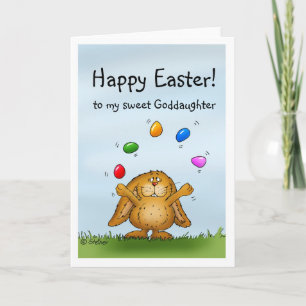 Happy Easter to my sweet Goddaughter  Cute Bunny Holiday Card