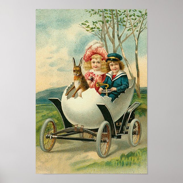 Happy Easter To You Eggshell Car Vintage Poster (Front)