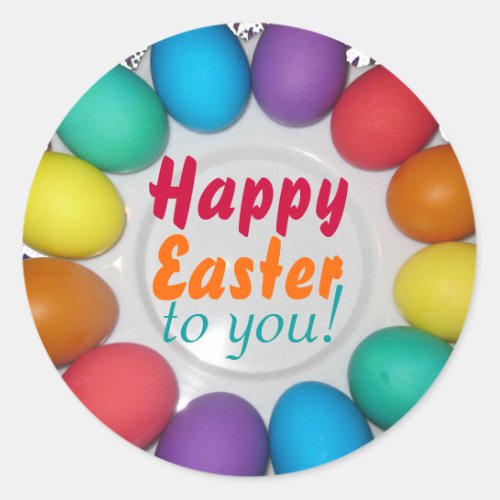Happy Easter to you Rainbow Easter Classic Round Sticker