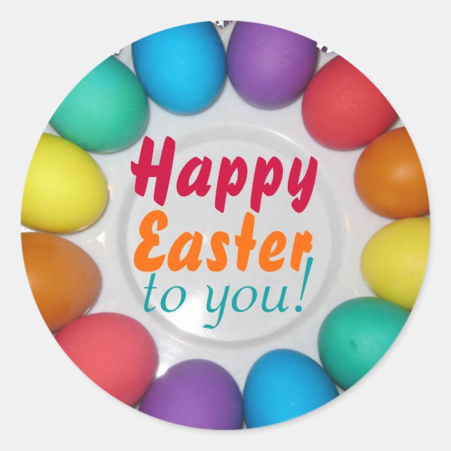 Happy Easter to you! Rainbow Easter Classic Round Sticker (Front)
