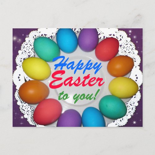 Happy Easter to you Rainbow Easter Holiday Postcard