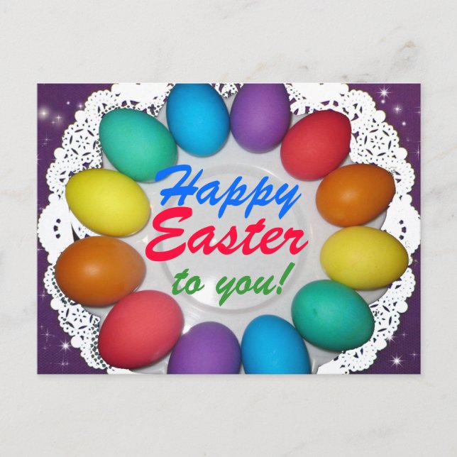 Happy Easter to you! Rainbow Easter Holiday Postcard (Front)