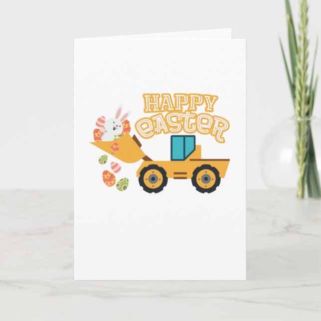 Happy Easter Tractor Gift Boys Kids Holiday Card (Front)