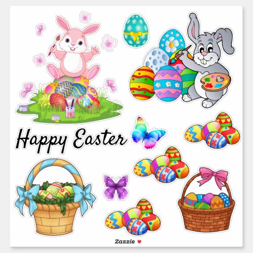 Happy Easter Transparent Stickers Large Sheet