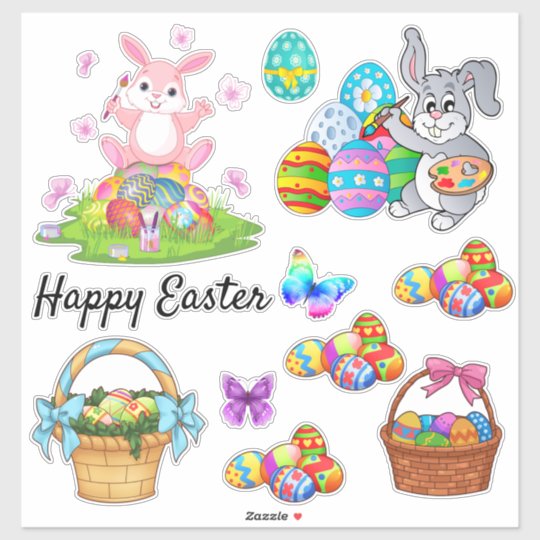 Happy Easter Transparent Stickers Large Sheet | Zazzle.com