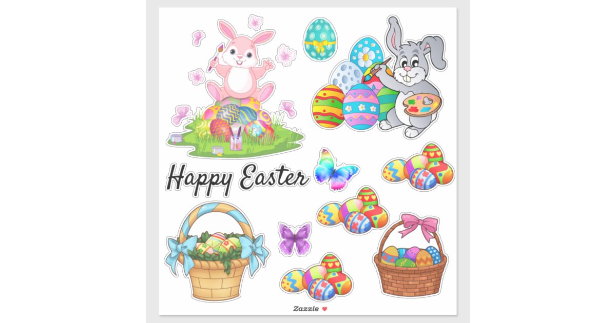 Happy Easter Transparent Stickers Large Sheet Zazzle