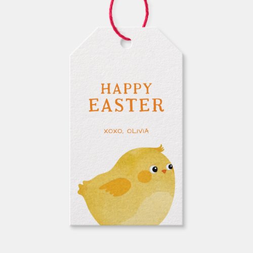 Happy Easter Treat with Little Chicken in Yellow  Gift Tags