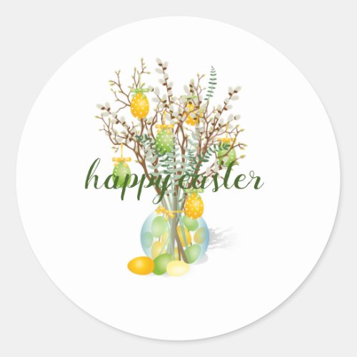 Happy Easter Treecute Classic Round Sticker
