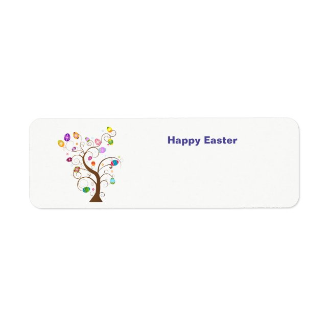 Happy easter tree with decorative eggs label (Front)