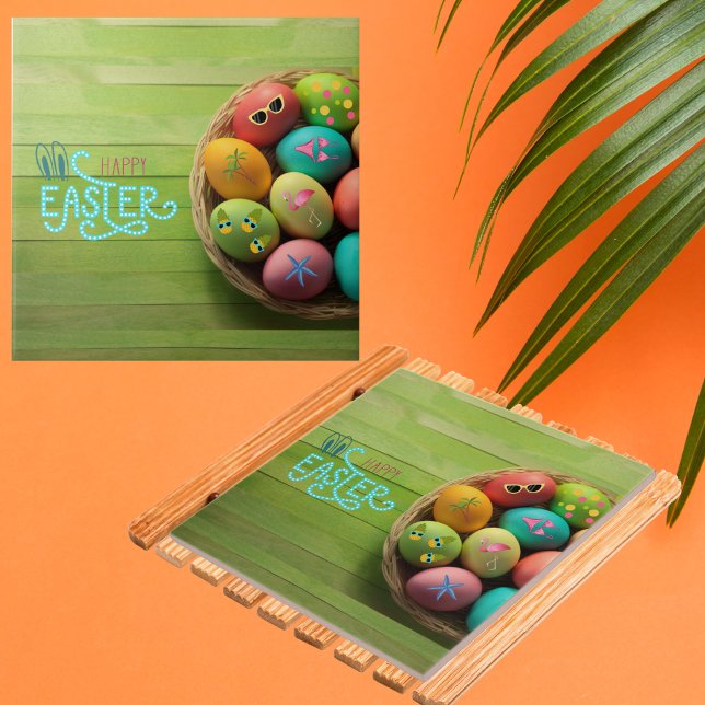 Happy Easter Tropical Beach Coastal Home Decor Ceramic Tile (Creator Uploaded)