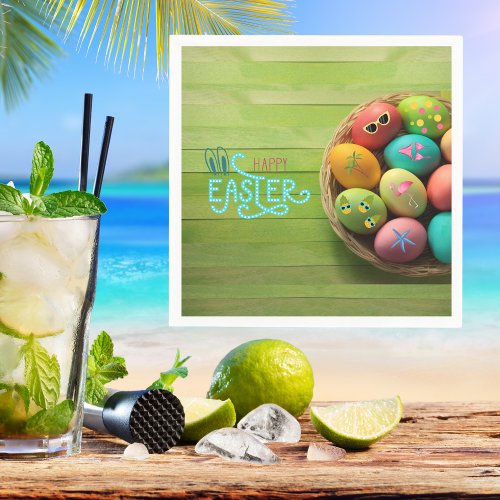 Happy Easter Tropical Beach Coastal Home Decor  Napkins