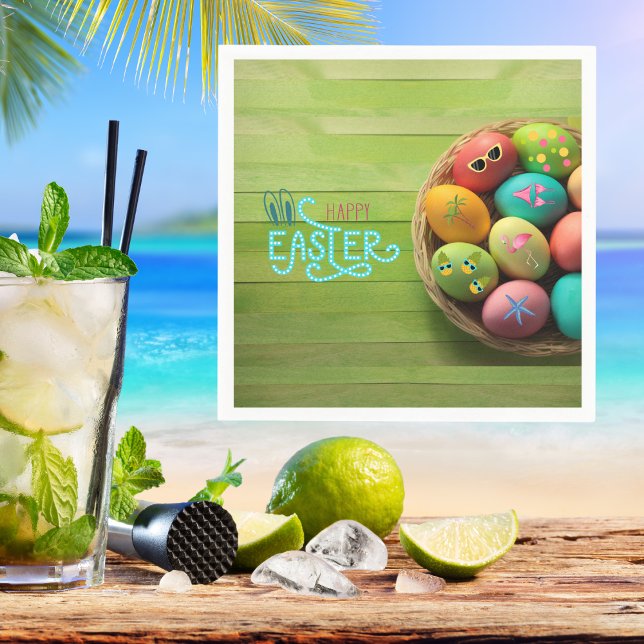 Happy Easter Tropical Beach Coastal Home Decor  Napkins (Creator Uploaded)