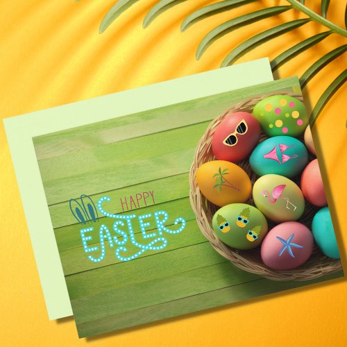 Happy Easter Tropical Beach Coastal Theme Holiday Postcard