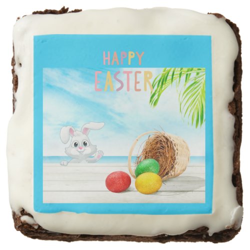 Happy Easter Tropical Ocean Beach Coastal Treats Brownie