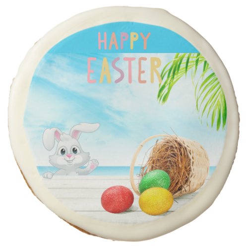 Happy Easter Tropical Ocean Beach Coastal Treats Sugar Cookie