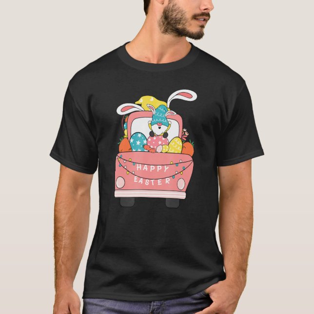 Happy Easter Truck Easter Bunny Gnome Easter Egg H T-Shirt (Front)