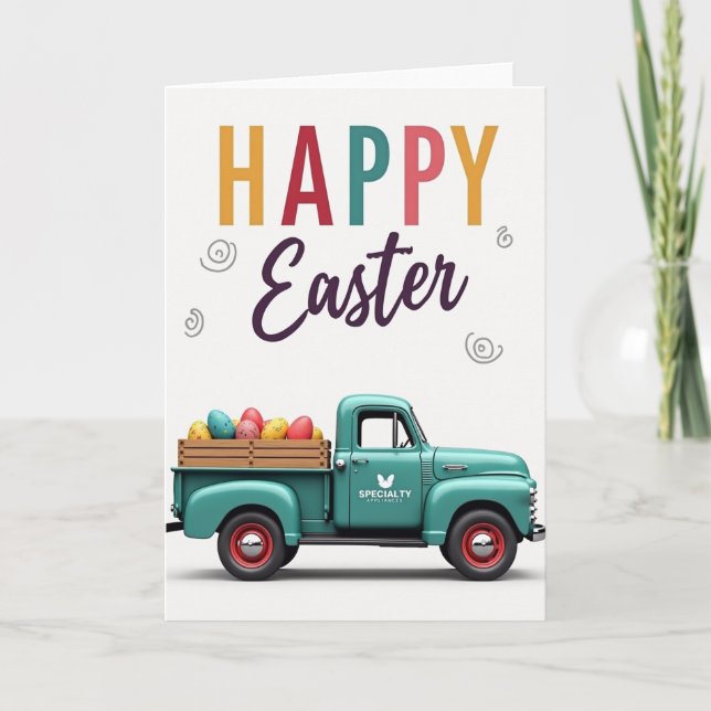 Happy Easter Truck Egg Holiday Card (Front)