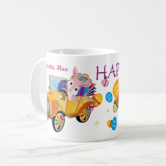 Happy Easter Truck Rabbit with Eggs Personalized 