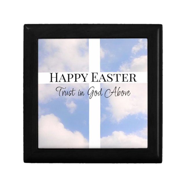 Happy Easter Trust in God Blue and White Gift Box (Front)
