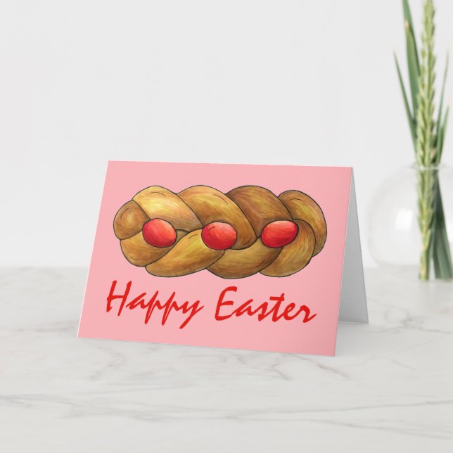Happy Easter Tsoureki Greek Armenian Holiday Bread Card (Front)