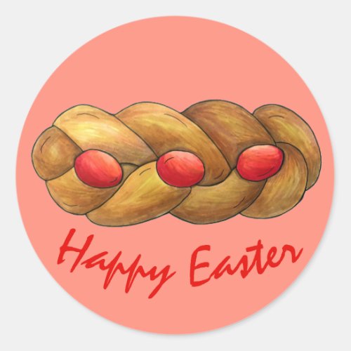 Happy Easter Tsoureki Greek Armenian Holiday Bread Classic Round Sticker