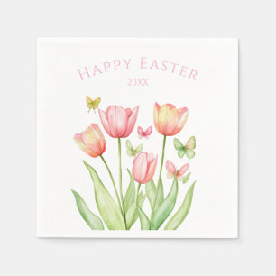 Happy Easter Tulip  Napkins