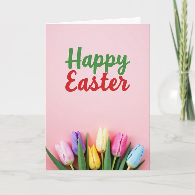 Happy Easter Tulip Spring Card (Front)