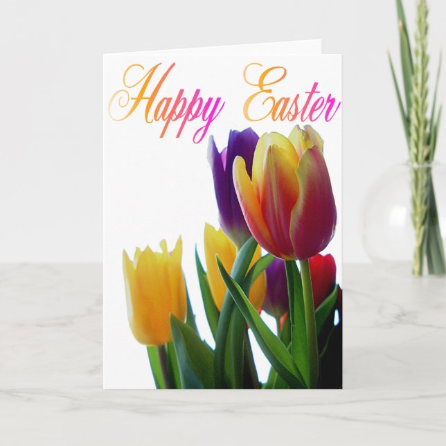 Happy Easter Tulips Greeting Cards (Front)