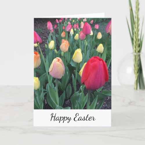 Happy Easter Tulips Spring Floral  Holiday Card