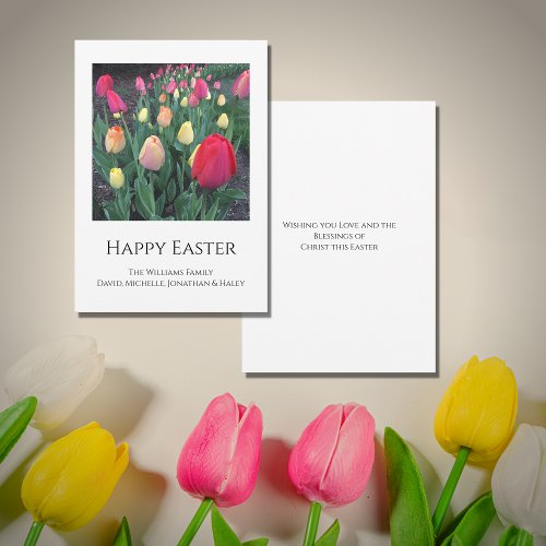 Happy Easter Tulips Spring Floral Religious Holiday Card