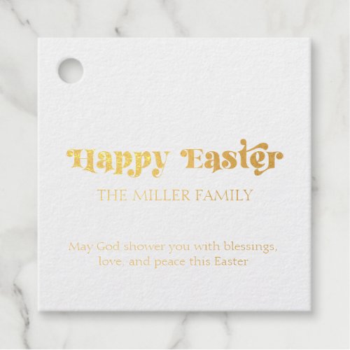 Happy Easter Typography Pastel Flowers Pattern Foil Favor Tags