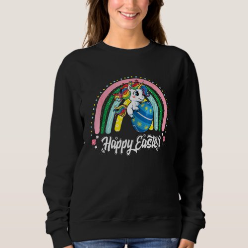 Happy Easter Unicorn Bunny Girls Kids Easter Eggs  Sweatshirt