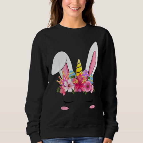 Happy Easter Unicorn Bunny Girls Kids Easter Eggs  Sweatshirt