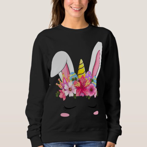 Happy Easter Unicorn Bunny Girls Kids Easter Eggs Sweatshirt
