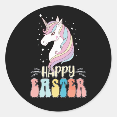 Happy Easter Unicorn Bunny Rabbit Eggs Classic Round Sticker