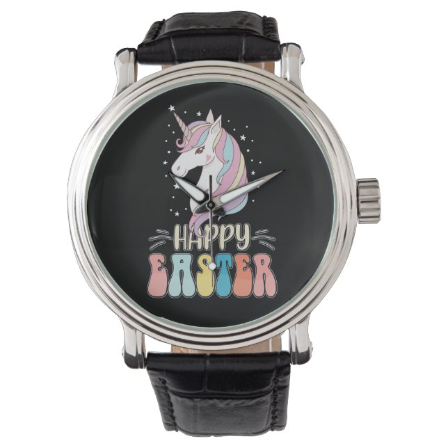 Happy Easter Unicorn Bunny Rabbit Eggs Watch (Front)