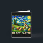 Happy Easter Van Gogh Style Bunny And Eggs  Card<br><div class="desc">Happy Easter Van Gogh Style Bunny And Eggs</div>