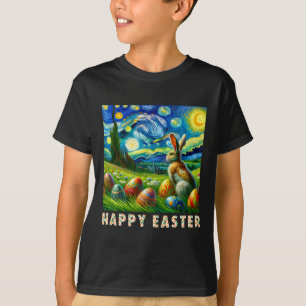 Happy Easter Van Gogh Style Bunny And Eggs T-Shirt