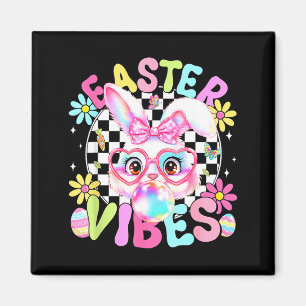 Happy Easter Vibes Cute Bunny Rabbit Bubble Gum Fa Magnet
