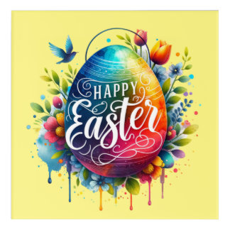 Happy Easter: Vibrant Watercolor Easter Egg Acrylic Print