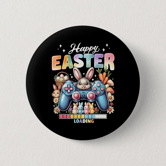 Happy Easter Video Game Controller Easter Bunny Ga Button (Front)